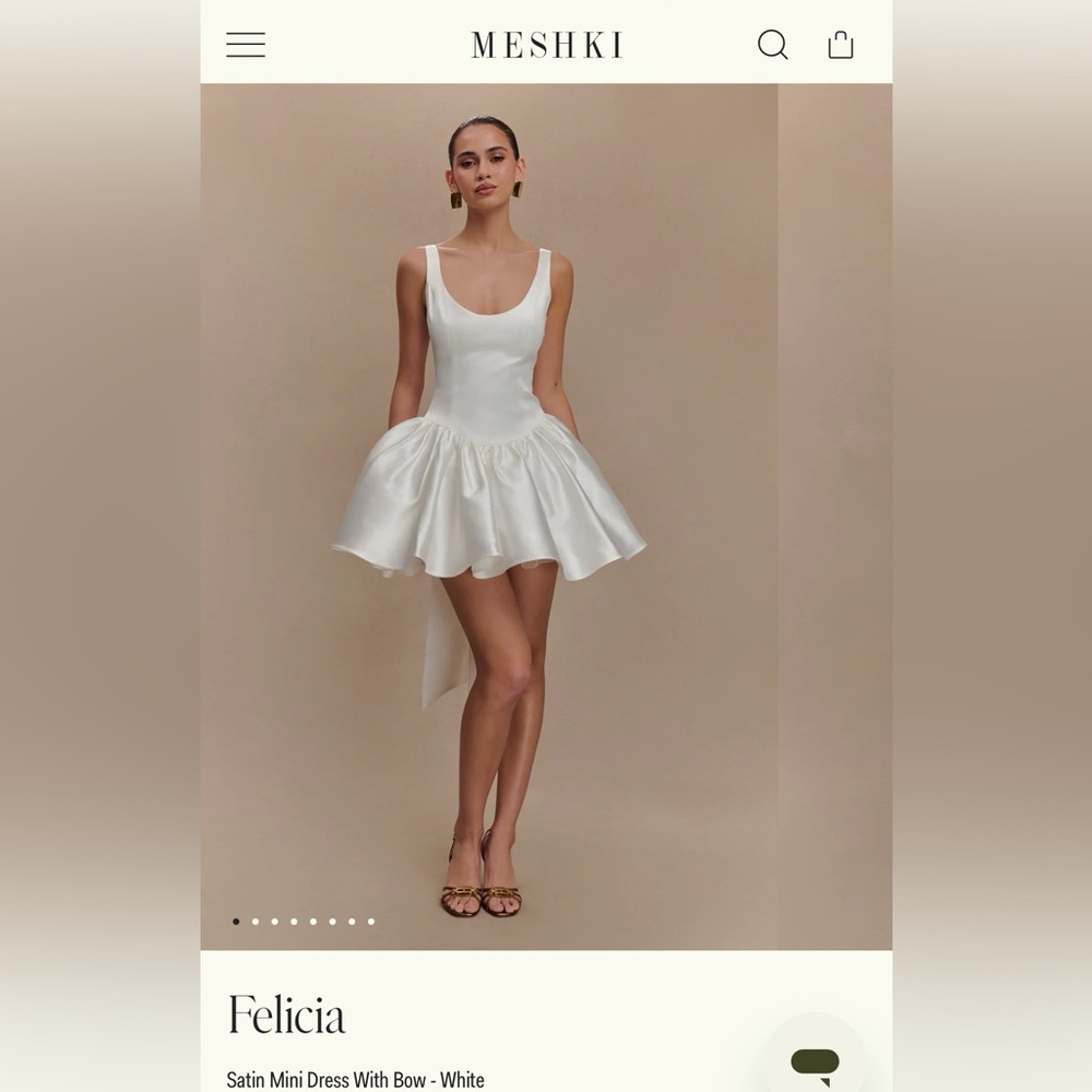 Felicia Satin Mini Dress With Bow - White